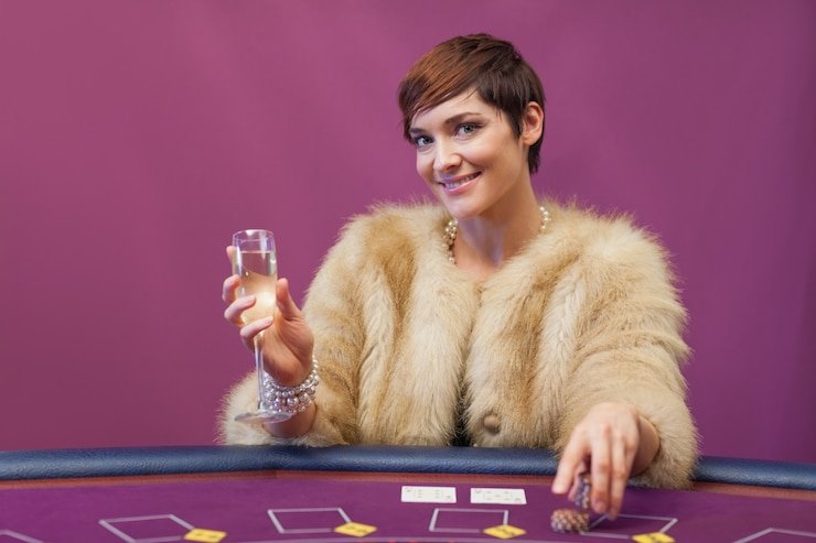 Live dealer at rtp visitorbet blackjack table with HD camera setup