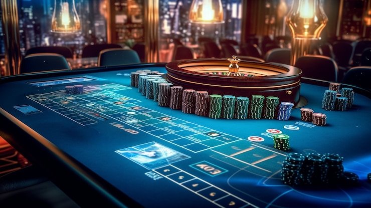 Blackjack table at rtp visitorbet with dealer and live cards